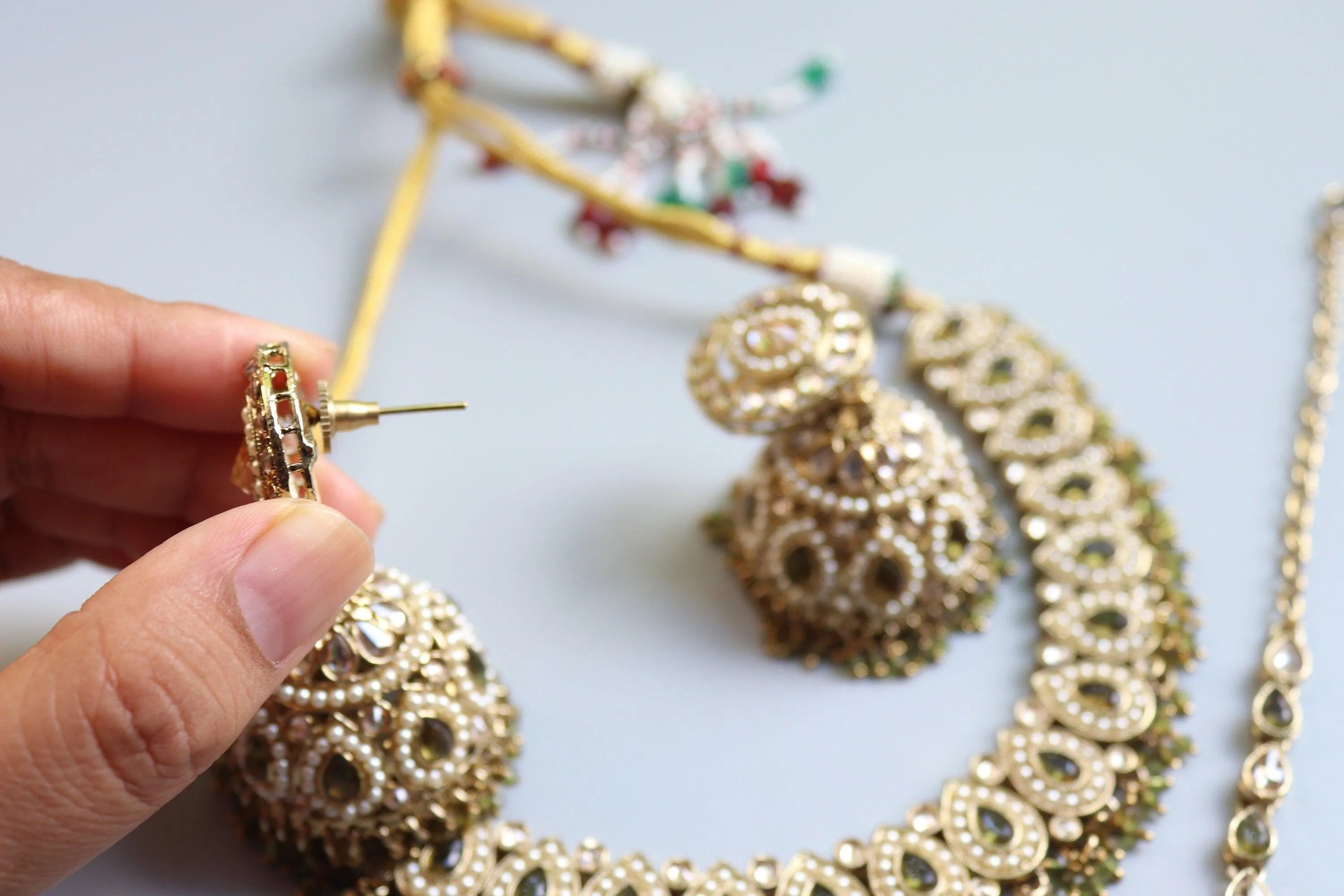 Simi Mehendi Green Peridot Gold Polki Necklace