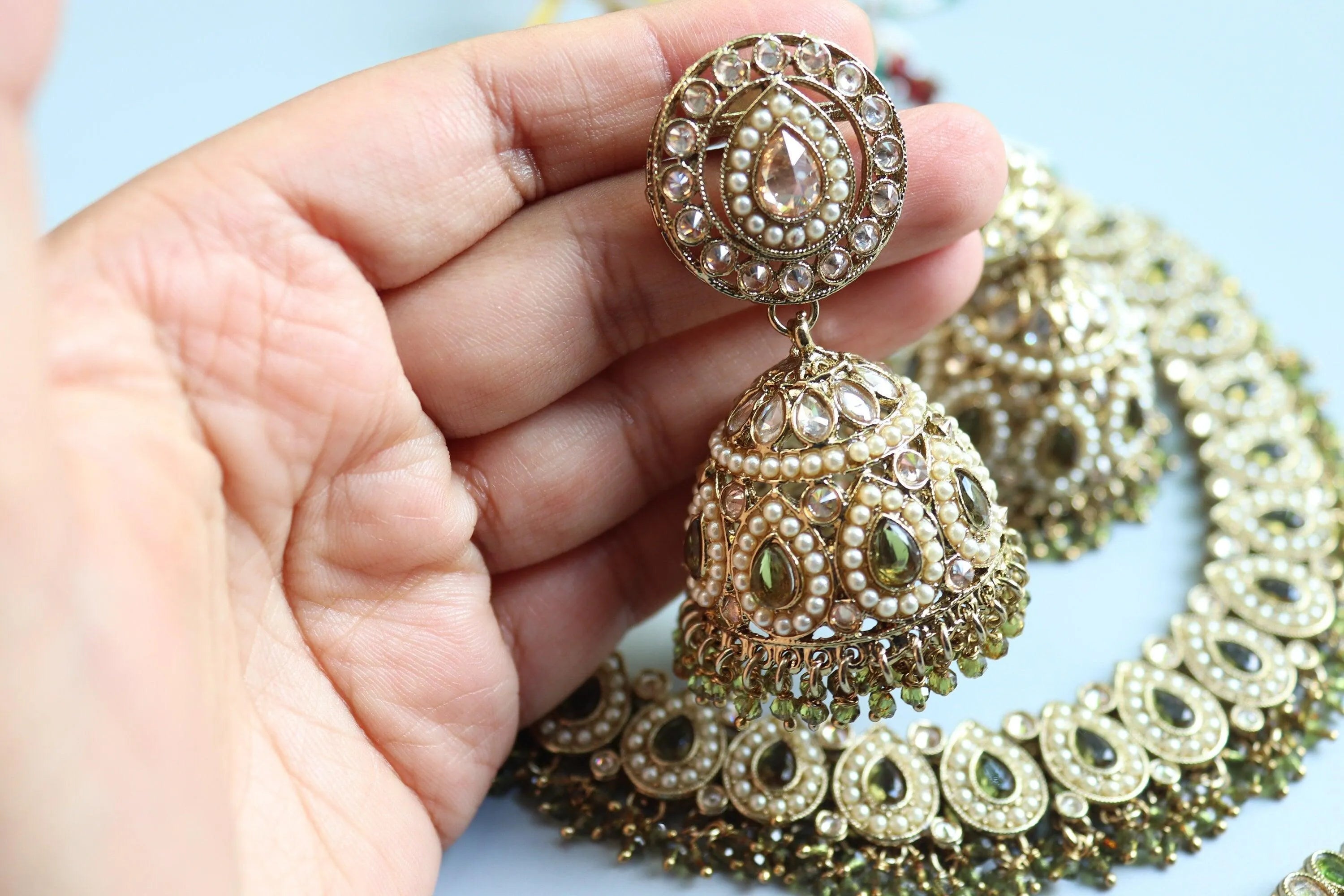 Simi Mehendi Green Peridot Gold Polki Necklace