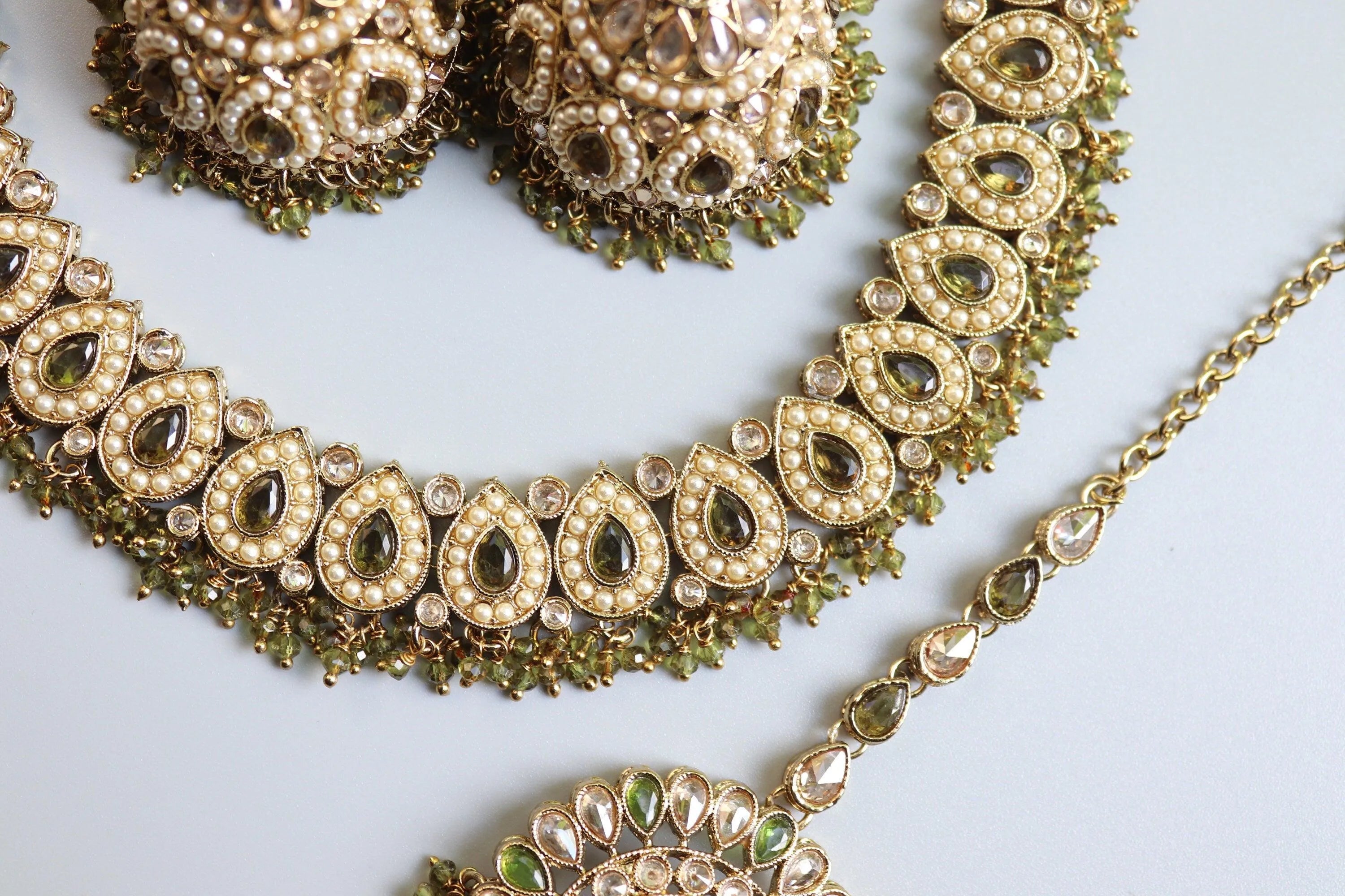 Simi Mehendi Green Peridot Gold Polki Necklace