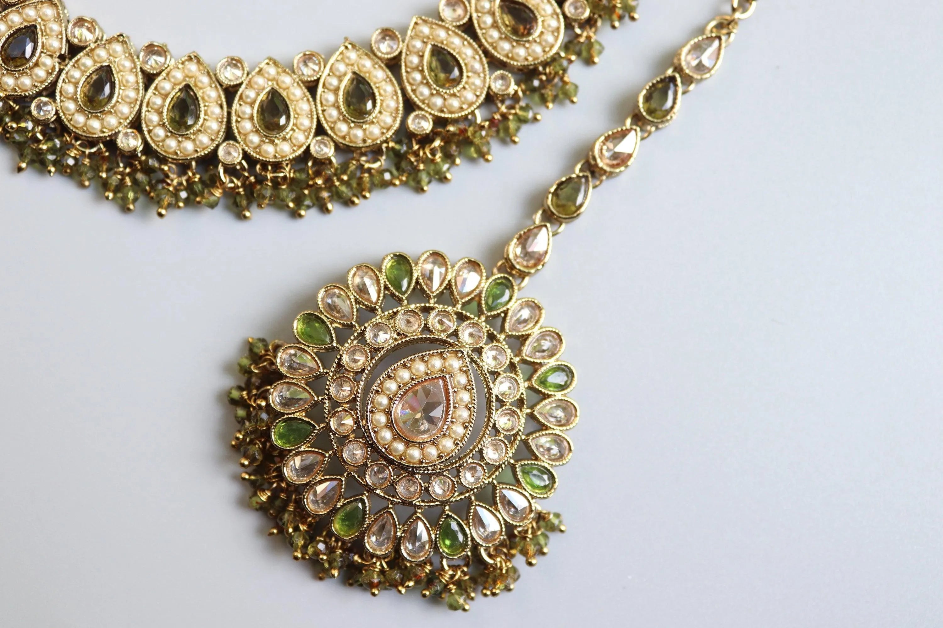 Simi Mehendi Green Peridot Gold Polki Necklace