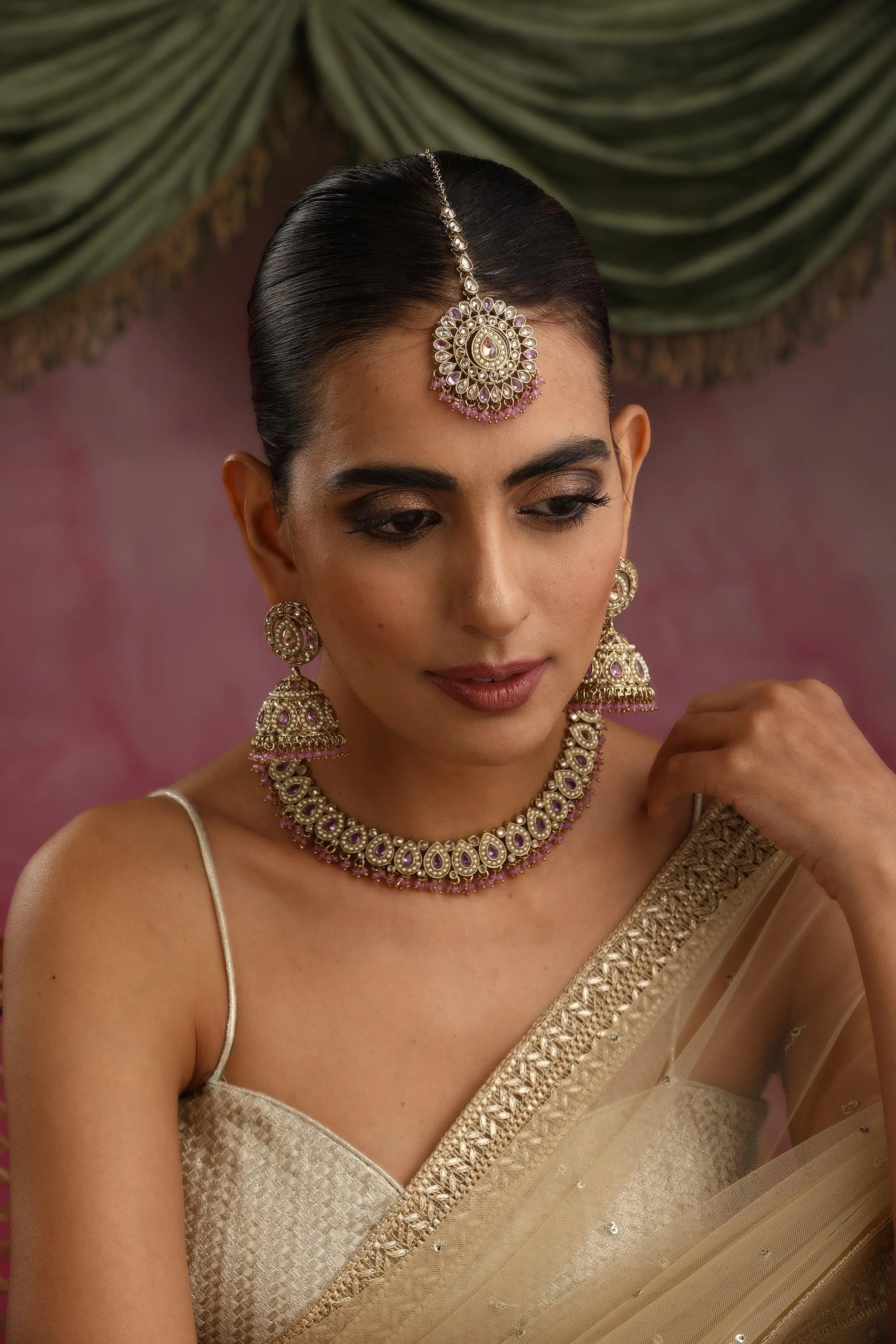 Simi Purple Polki Necklace