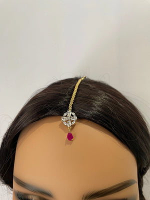 Sold Out June Gold Ruby Diamond Necklace / Statement Jewelry/ Statement Necklace/ Elegant Jewelry/ Unique Jewelry/ Indian Jewelry/ CZ choker