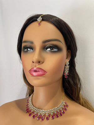 Sold Out June Gold Ruby Diamond Necklace / Statement Jewelry/ Statement Necklace/ Elegant Jewelry/ Unique Jewelry/ Indian Jewelry/ CZ choker