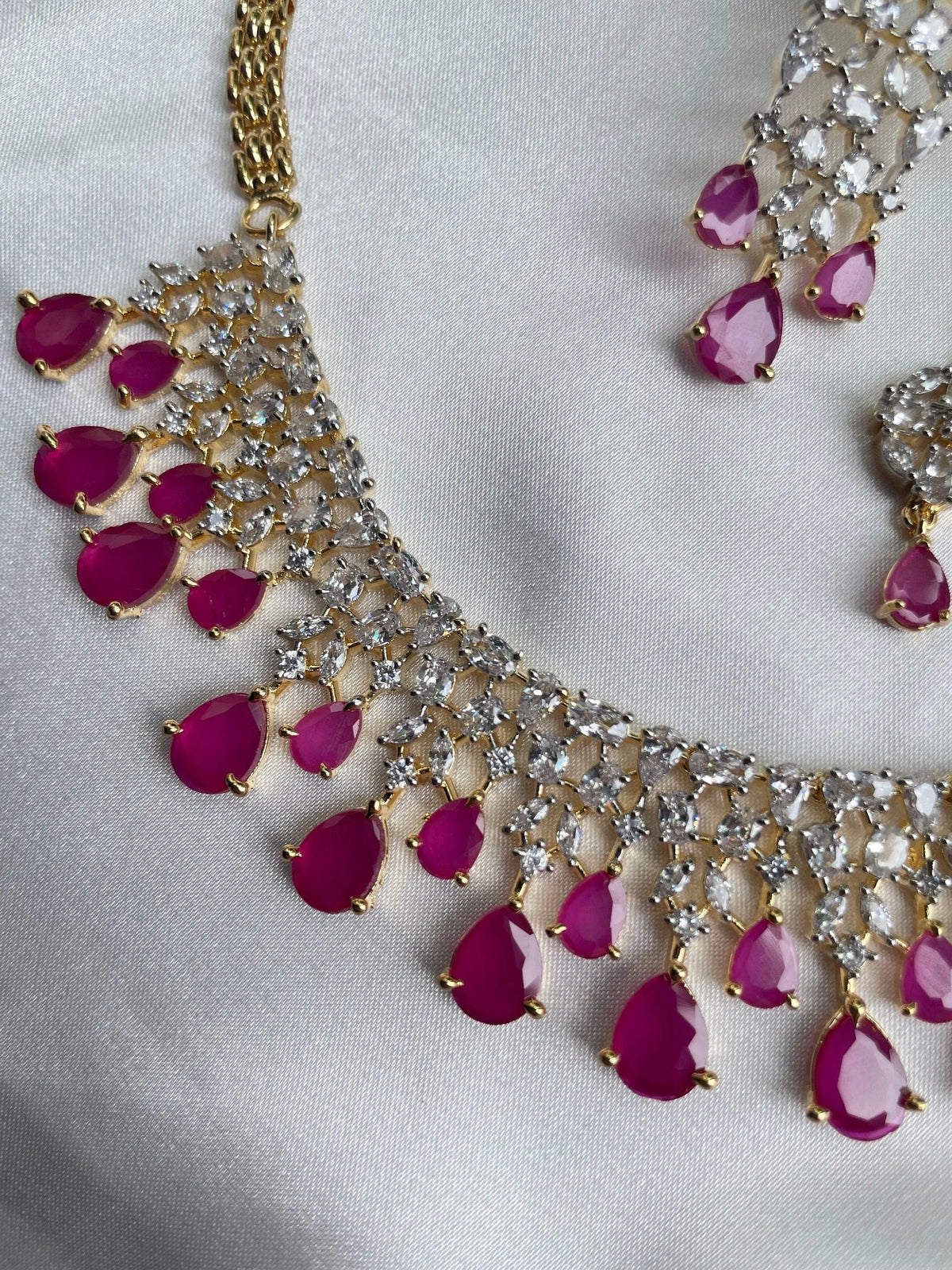 Sold Out June Gold Ruby Diamond Necklace / Statement Jewelry/ Statement Necklace/ Elegant Jewelry/ Unique Jewelry/ Indian Jewelry/ CZ choker