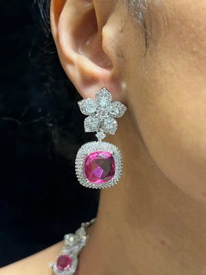 Stella Hot Pink Pearl CZ Necklace