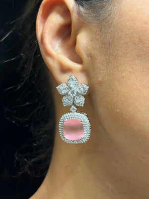 Stella Matte Pink Pearl CZ Necklace