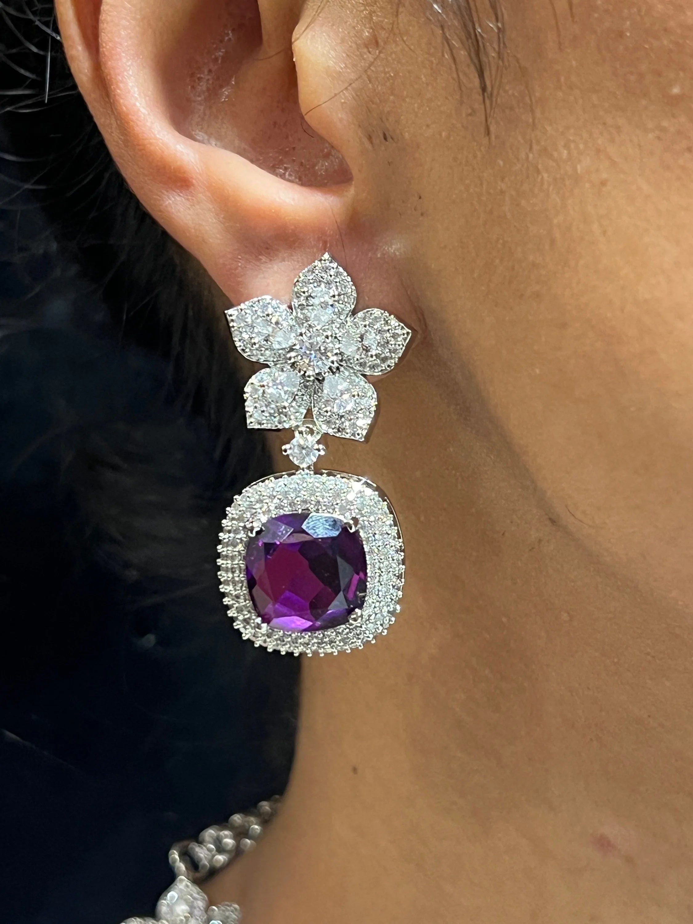 Stella Purple Pearl CZ Necklace