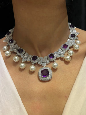 Stella Purple Pearl CZ Necklace