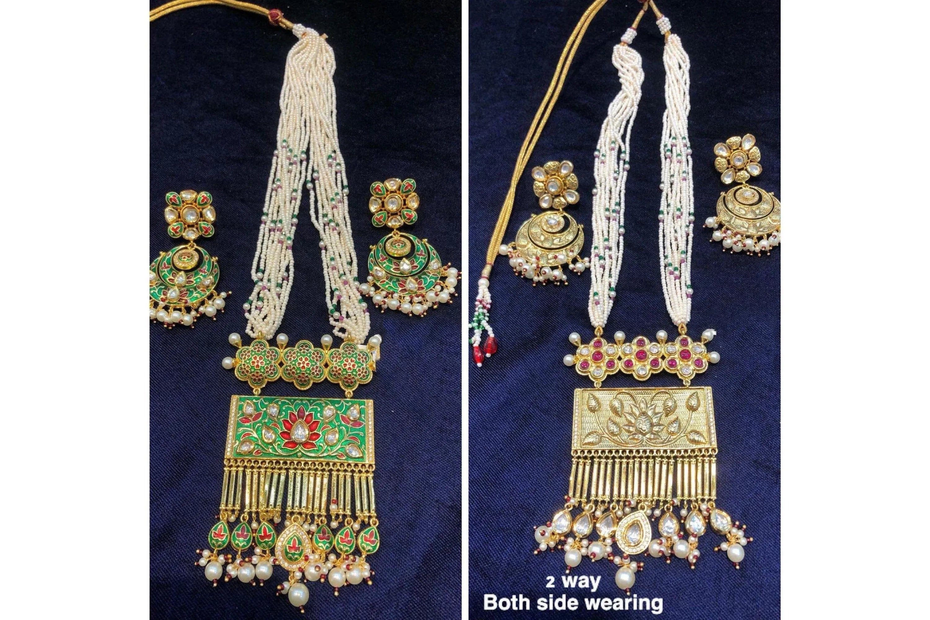 GlambyRivaaz Necklaces Two Way Both Side Fine Kundan Long Necklace