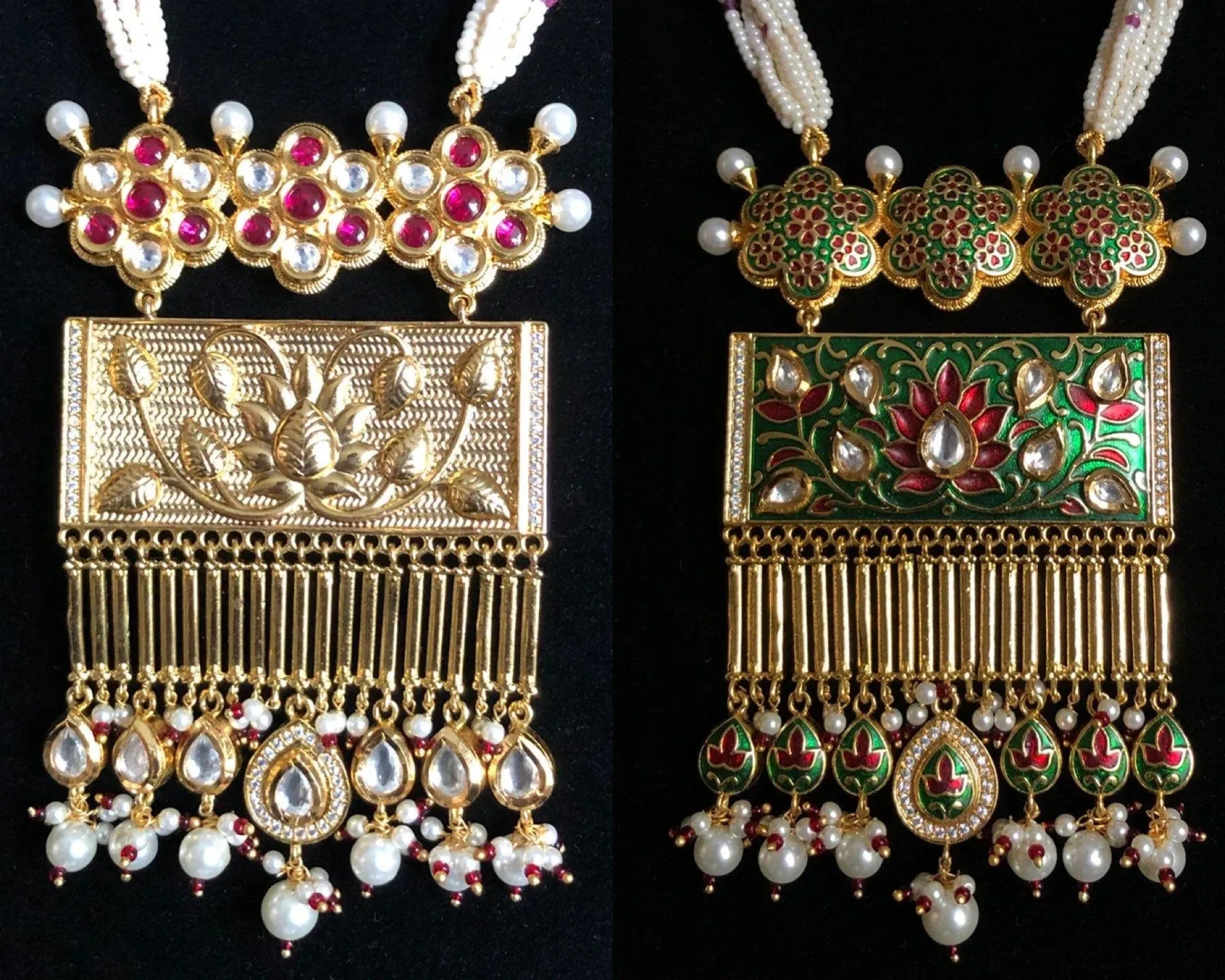 GlambyRivaaz Necklaces Two Way Both Side Fine Kundan Long Necklace