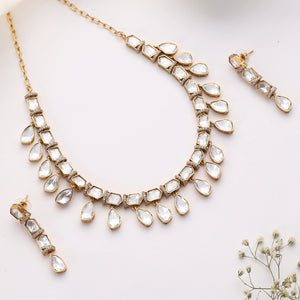 Uncut Polki Antique Necklace with Earrings