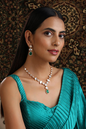 Uncut Polki Emerald Doublet Set