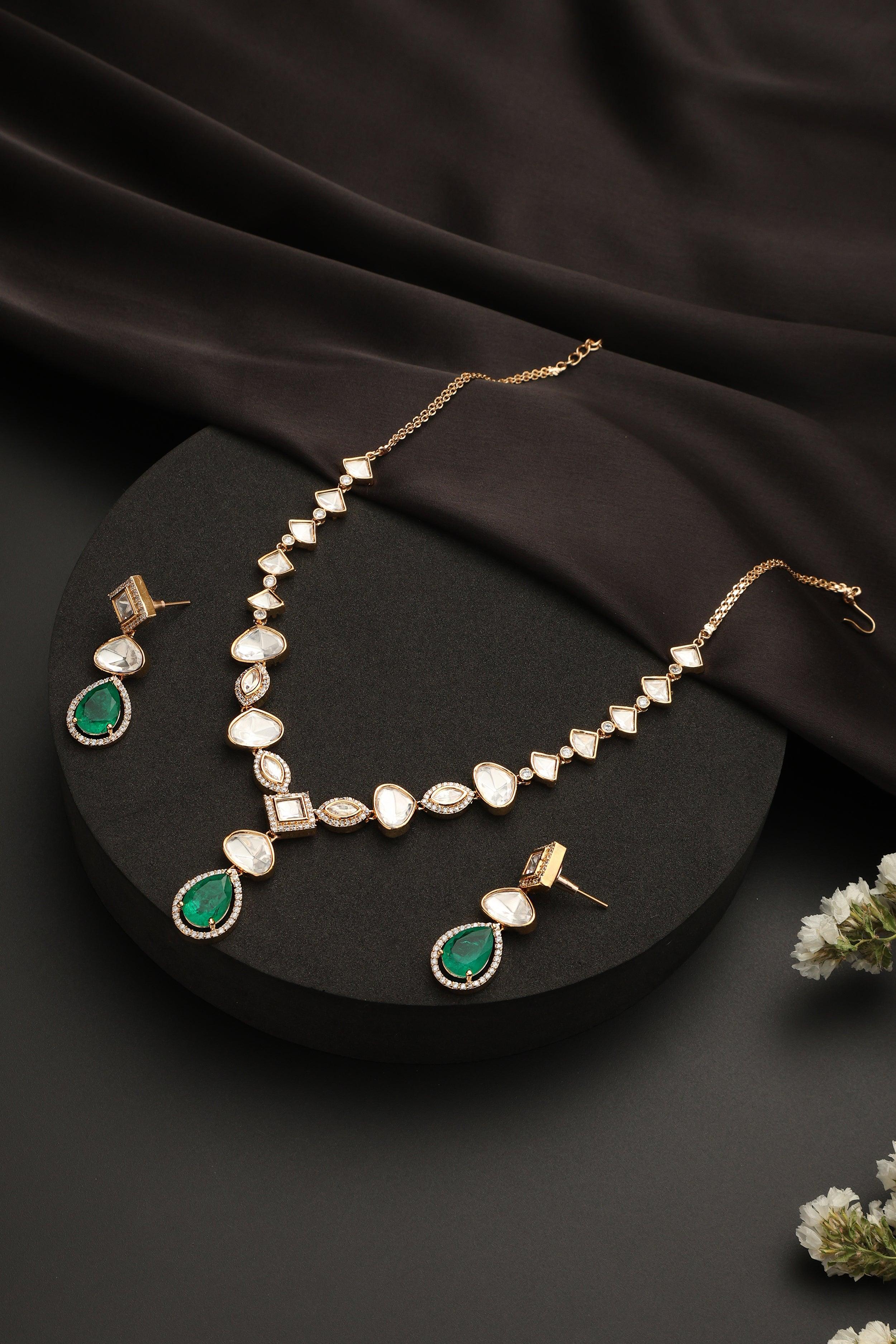 Uncut Polki Emerald Doublet Set