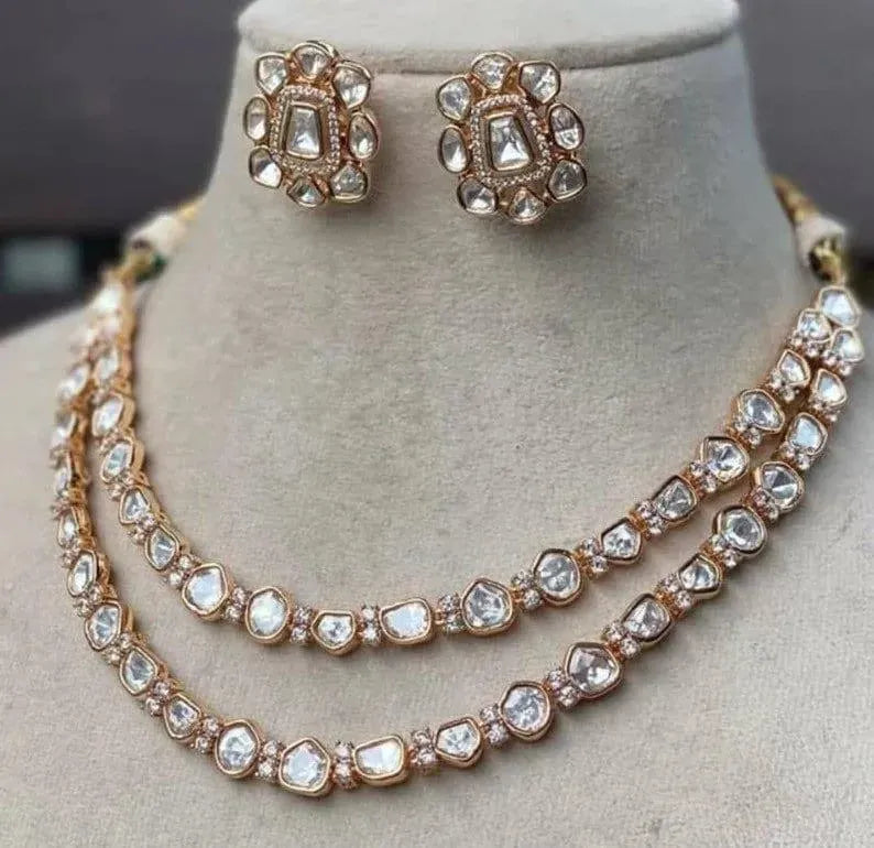 Uncut Polki Rose Gold Necklace
