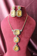 Yellow Sara Doublet Antique Gold Pendant Necklace