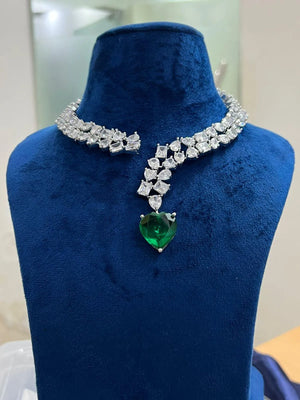 Zaria Emerald Baguette Collar Set