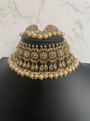 Zia Antique Gold Polki Choker with chaandbali