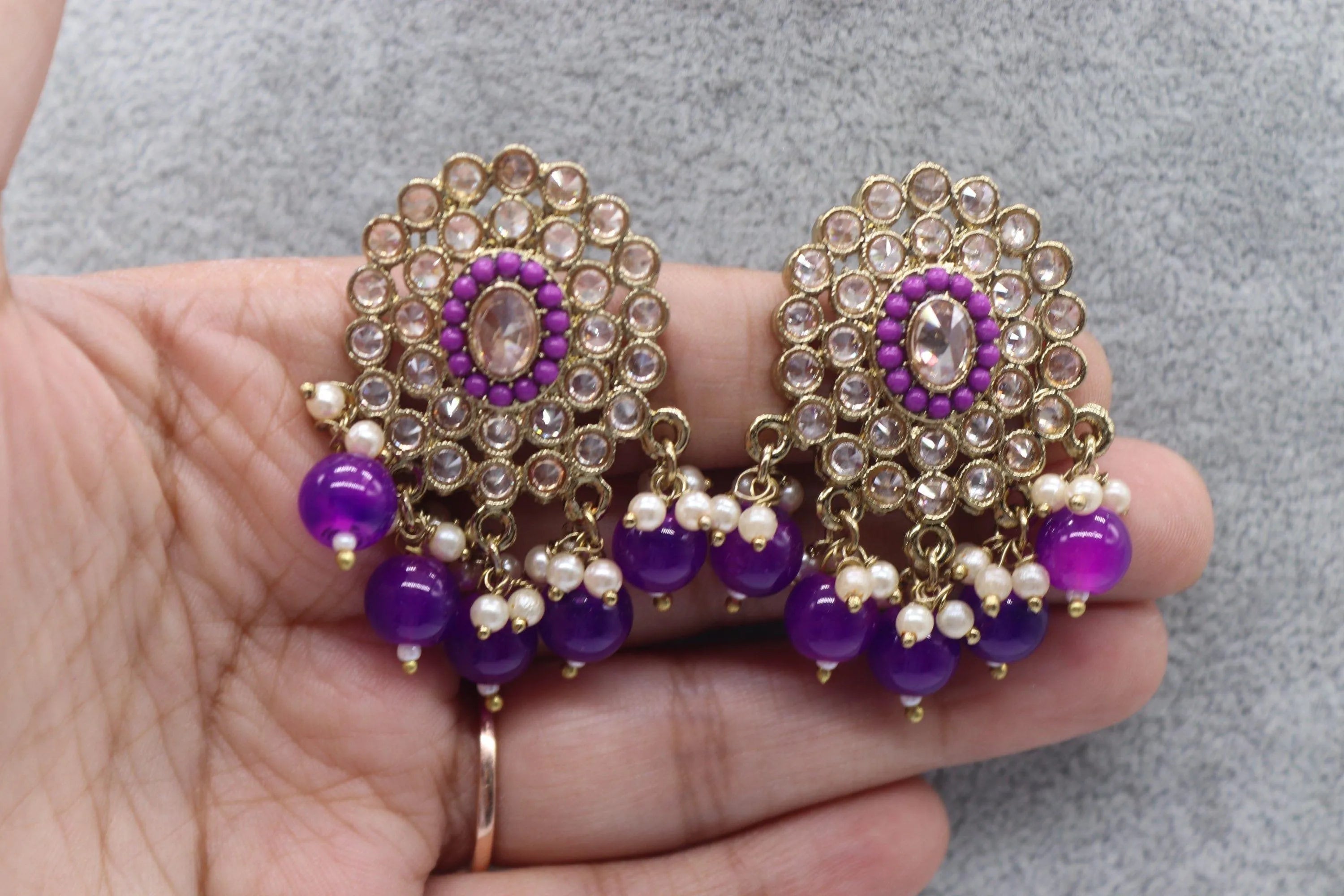 GlambyRivaaz Necklaces Zia Purple Polki Choker Set