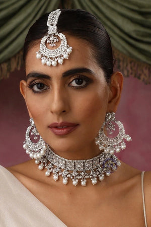 Ziva Silver Polki Choker