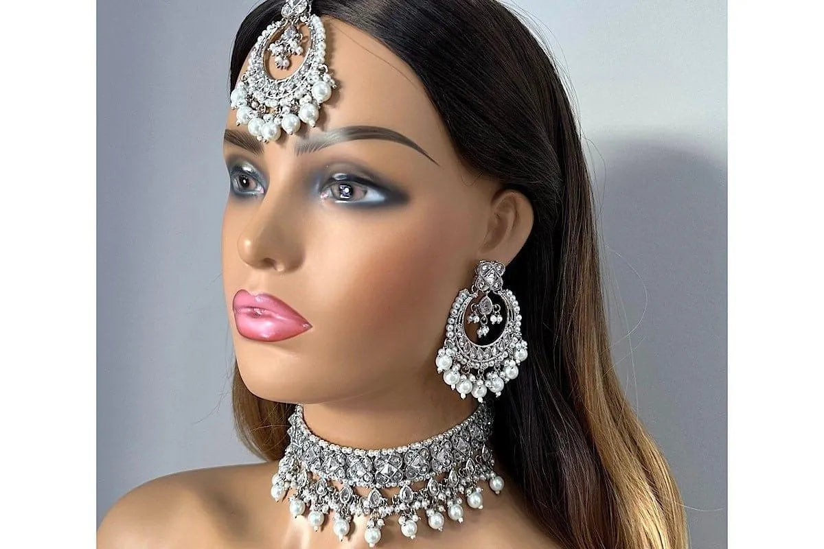 Ziva Silver Polki Choker