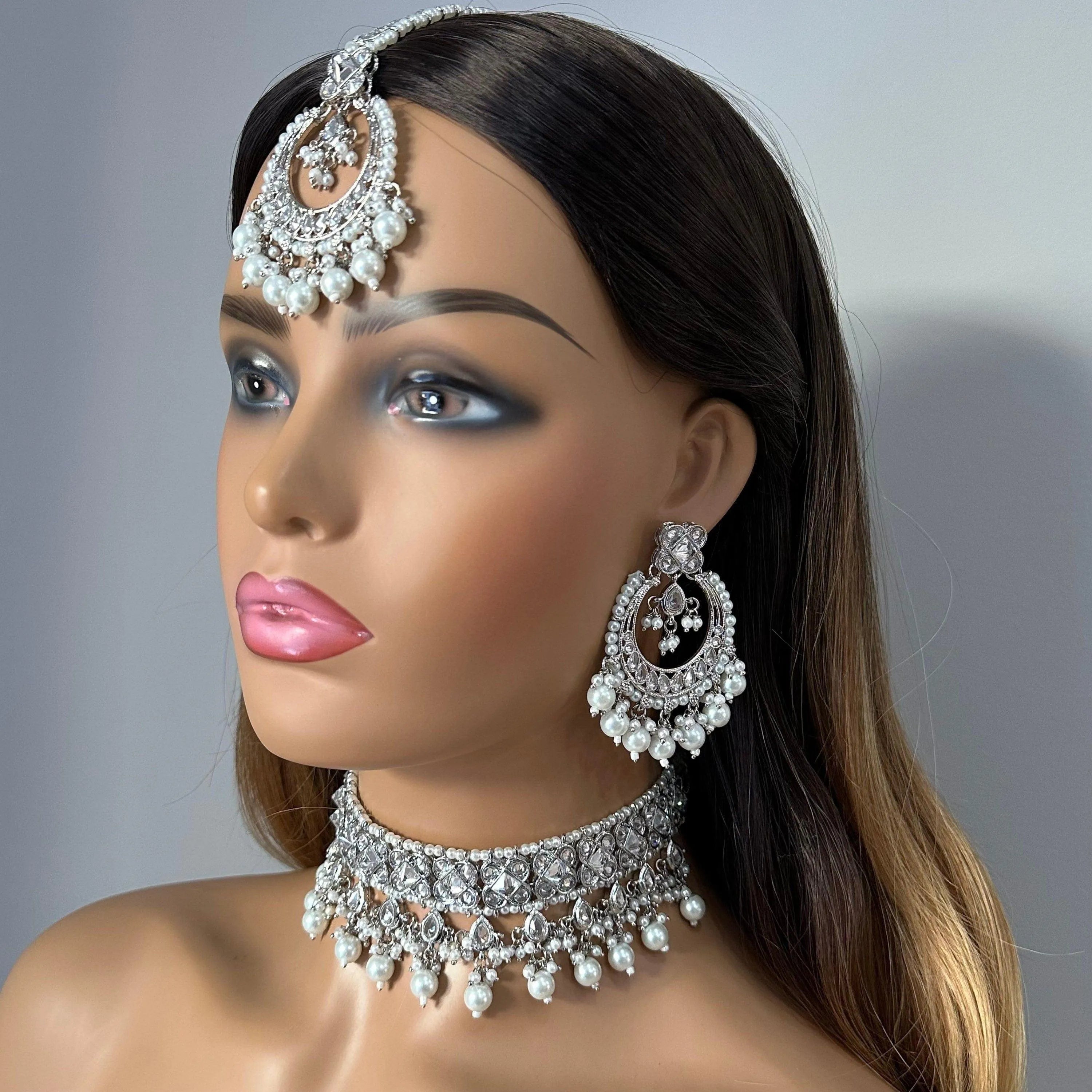 Ziva Silver Polki Choker