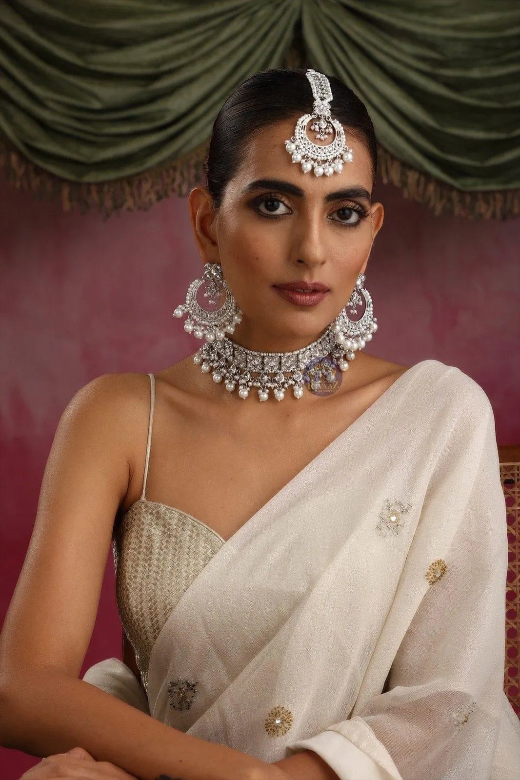 Ziva Silver Polki Choker