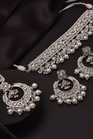 Ziva Silver Polki Choker