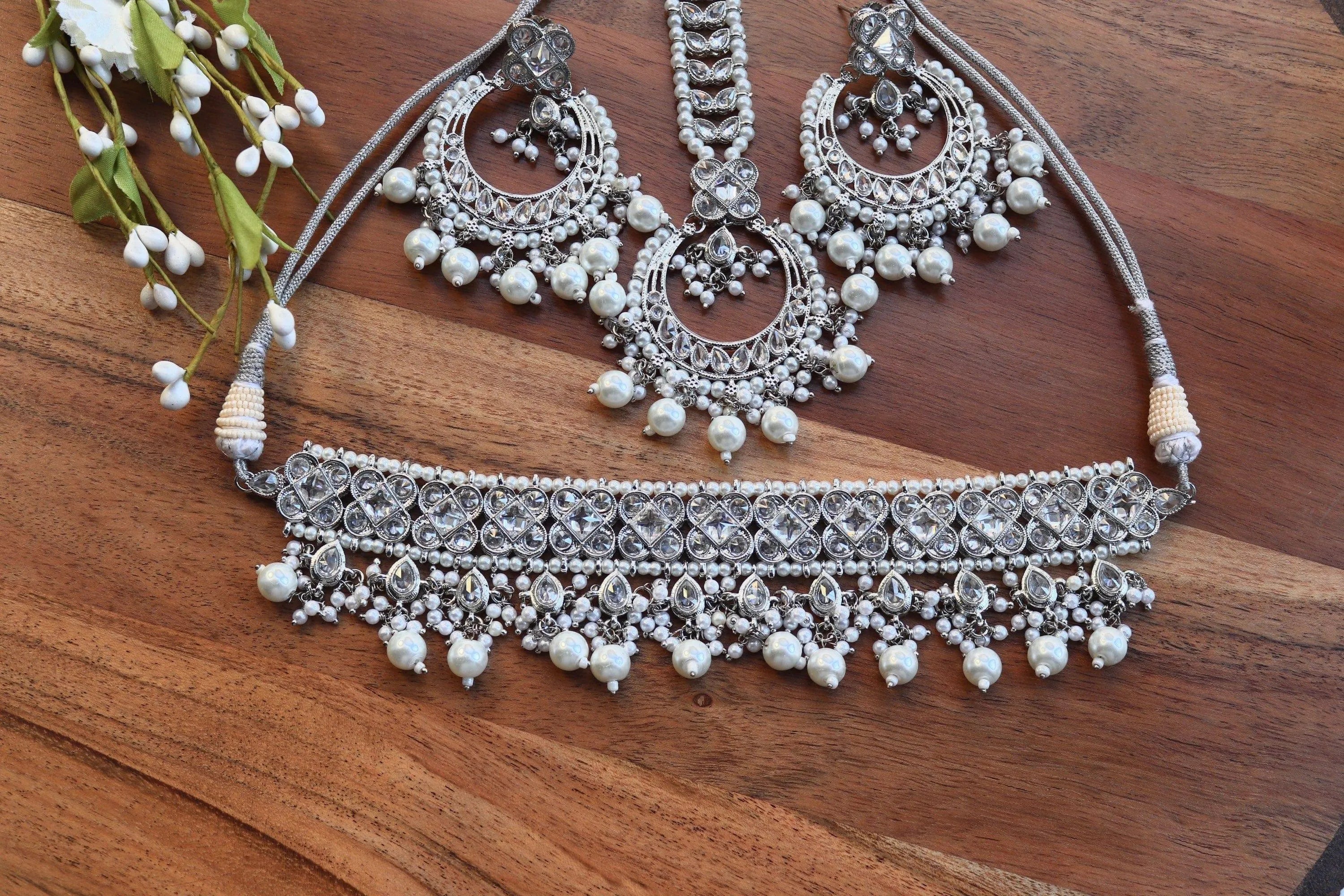 Ziva Silver Polki Choker