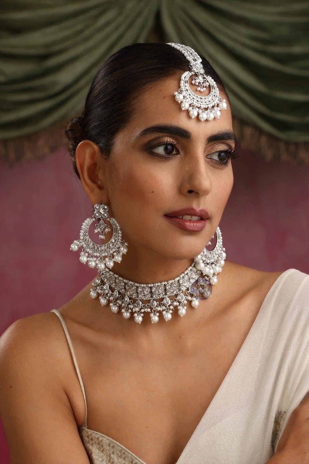 Ziva Silver Polki Choker