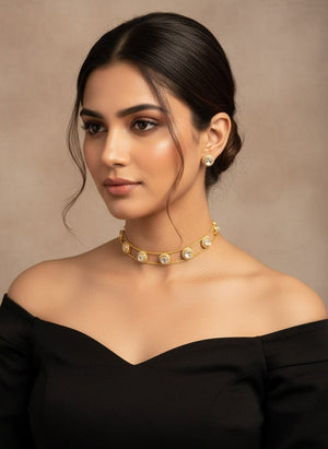 Nysa Kundan Choker Set with Stud Earrings