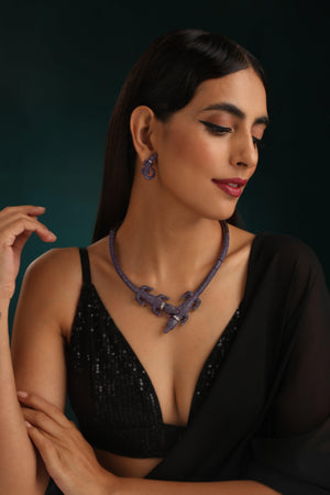 Pave Purple Gator Set with Earrings