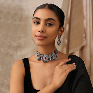 Peacock Purple  Aura Choker Set