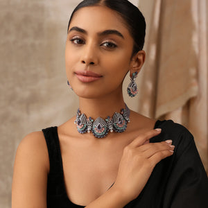 Peacock Purple  Aura Choker Set