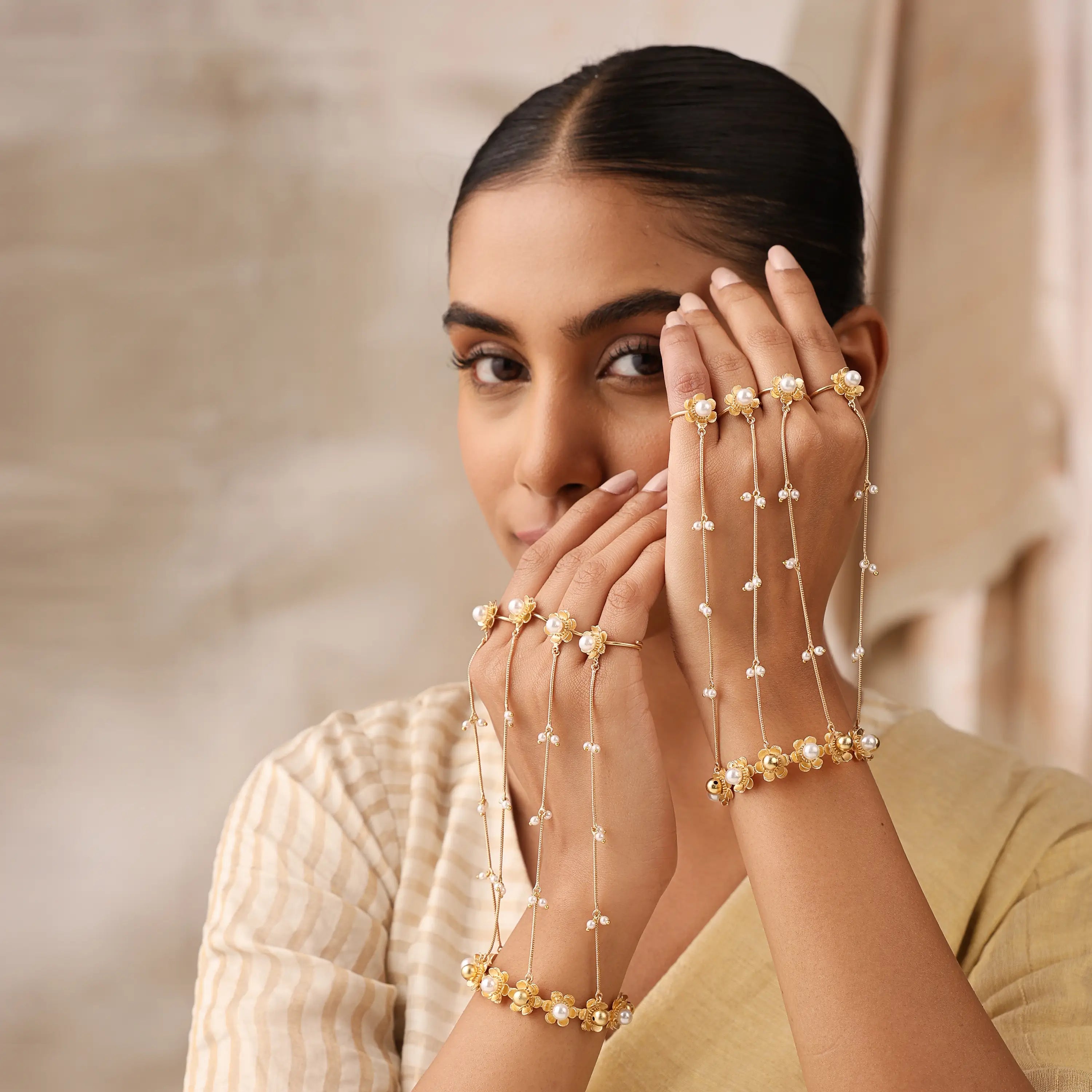 Pearl Hathphool Pair- Wedding Jewelry