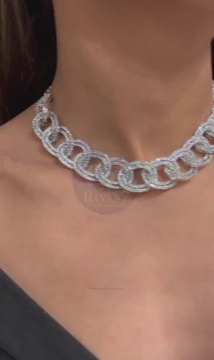Vivi Silver Diamond Necklace Statement Jewelry Statement Necklace Prom Jewelry Unique Jewelry American Diamond Necklace Set