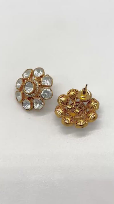 Moissanite Polki Studs / Kundan Polki Earrings/ Indian Jewelry/ Indian Earrings/ Bollywood Jewelry/ Pakistani Jewelry/ Studs