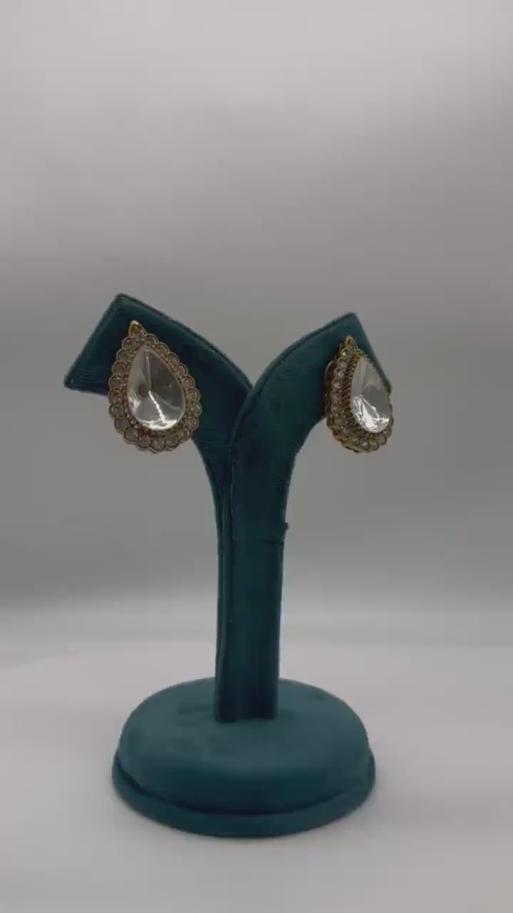 Mossonite Polki Studs | Indian Studs | CZ studs | Punjabi Earrings|  Indian Jewelry | Indian Earrings | Pakistani Jewelry |