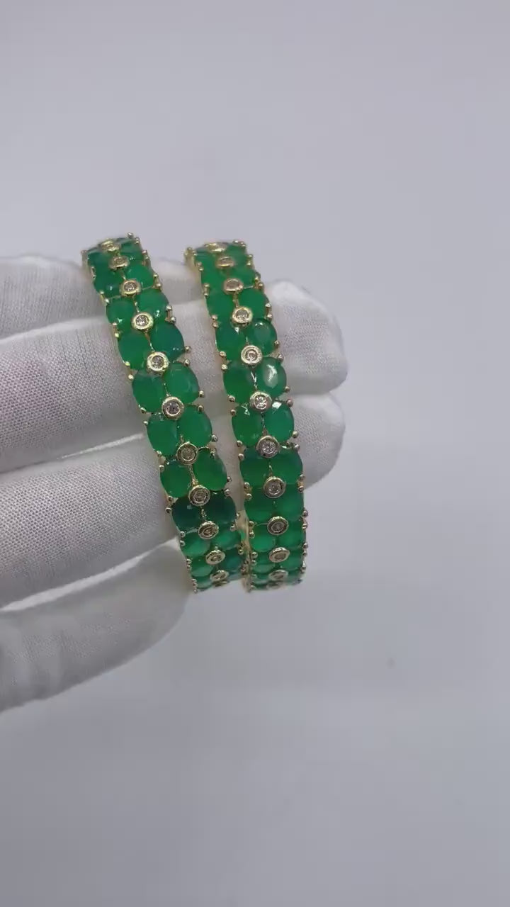 Emerald Gold Bangles | Indian Jewelry | Pakistani Jewelry | Punjabi Jewelry | Indian Bangles | Pakistani Bangles