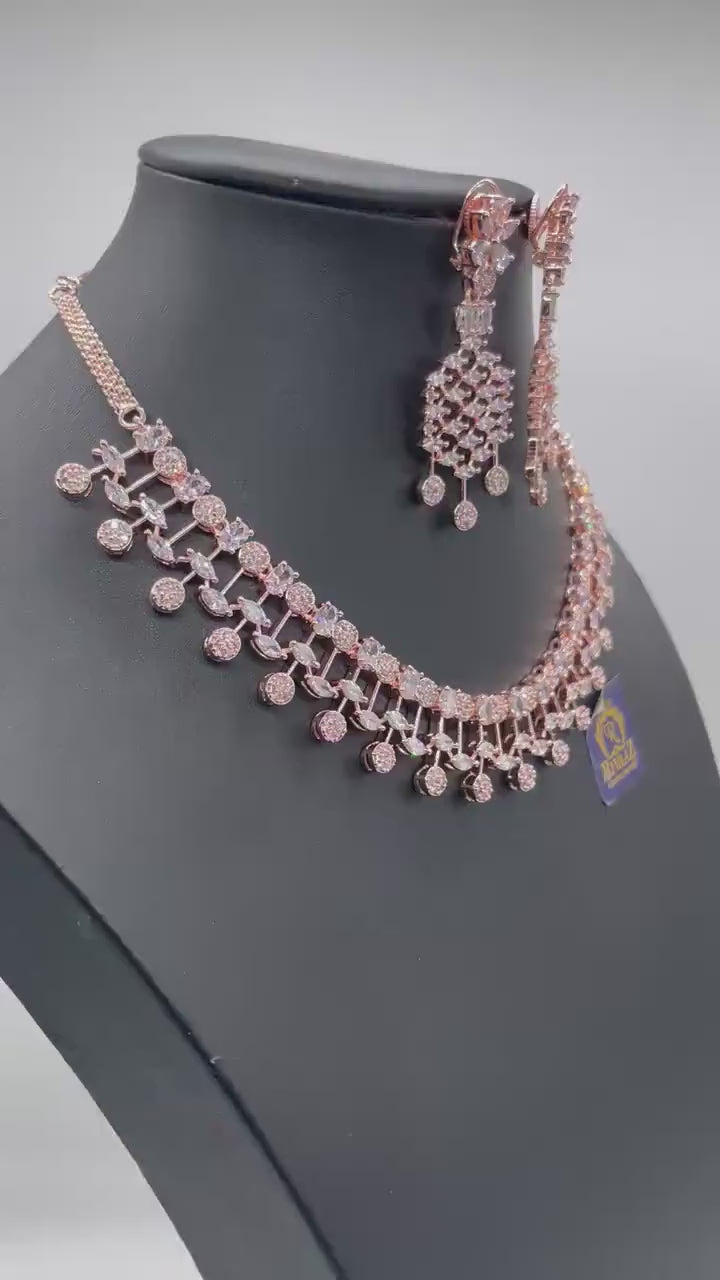 Nia Rose Gold CZ Diamond Necklace / Statement Jewelry/ Statement Necklace/ Elegant Jewelry/ Unique Jewelry/ Indian Jewelry/ CZ choker