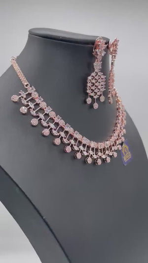 Nia Rose Gold CZ Diamond Necklace / Statement Jewelry/ Statement Necklace/ Elegant Jewelry/ Unique Jewelry/ Indian Jewelry/ CZ choker