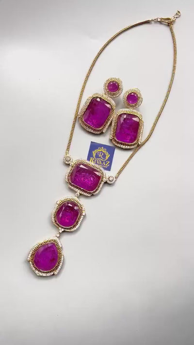 Purple Doublet Antique Gold Pendant Necklace/ Jadau kundan necklace/ Indian necklace/ Indian Jewelry/ Kundan Necklace