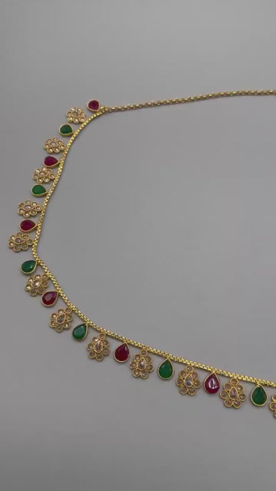 Ruby Green Gold Polki Belly Chain/ Kamarbandh// Indian Jewelry/ Indian waist chain/ Jewelry Belt/ South Jewelry/ Ethnic Jewelry
