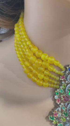 Yellow Sabya inspired choker Haldi Necklace Indian Jewelry Indian Choker Indian Wedding Choker