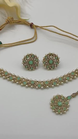 Sia Mint Polki Choker/ Antique Gold Choker/ Indian Choker Necklace/ Pakistani jewelry/ Indian jewelry/ Indian necklace/ Kundan Choker