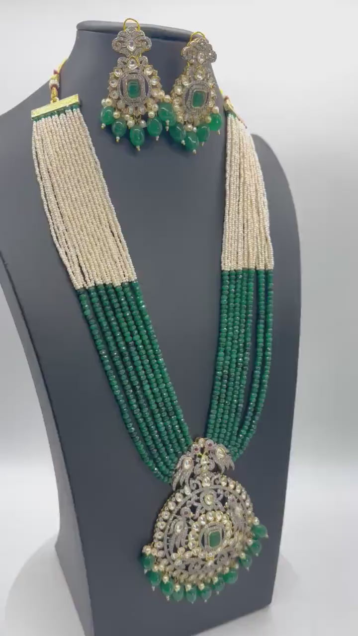 Rang Emerald Victorian Long Necklace Indian Long Necklace Victorian Jewelry Indian