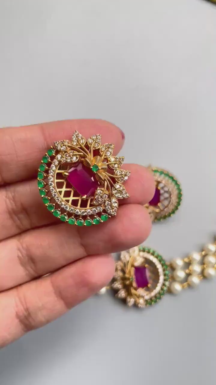 Diya Kemp Choker Temple Jewelry South Indian Jewelry Kemp Jewelry Traditional Necklace Wedding Jewelry Temple Jewelry South Indian jewelry
