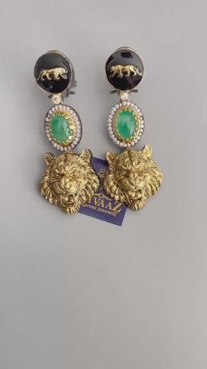 Sabya inspired Jaguar tropical earrings Long Indian Earrings Chaandbali Sabhysachi Jewelry Indian Jewelry Indian Earrings Bollywood Jewelry