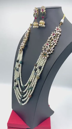 Fine Kundan Antique gold Long Necklace/ Indian Jewelry/ Indian Necklace/ Indian Wedding/ Kundan Necklace/ Kundan Jewelry/  Jewelry