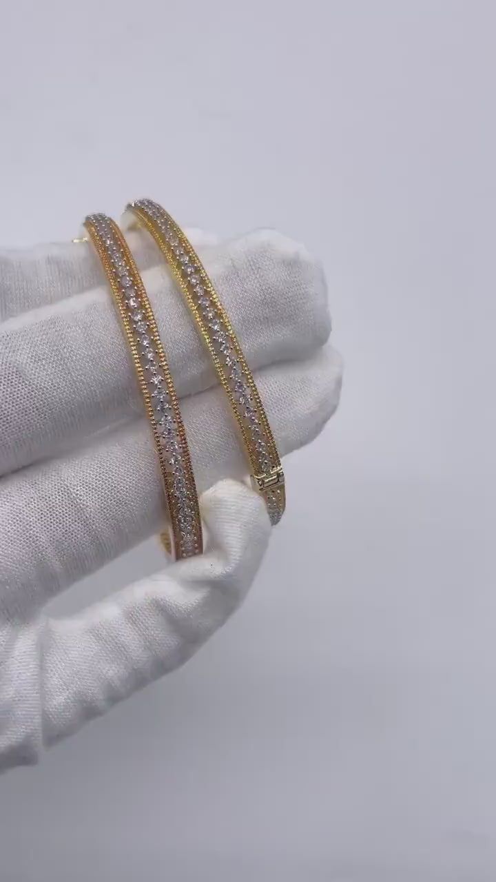Openable Diamond Gold Bangle Pair | CZ bangles | Indian Jewelry | Pakistani Jewelry | Bollywood Jewelry | Bangles | Punjabi Jewelry | Bangle