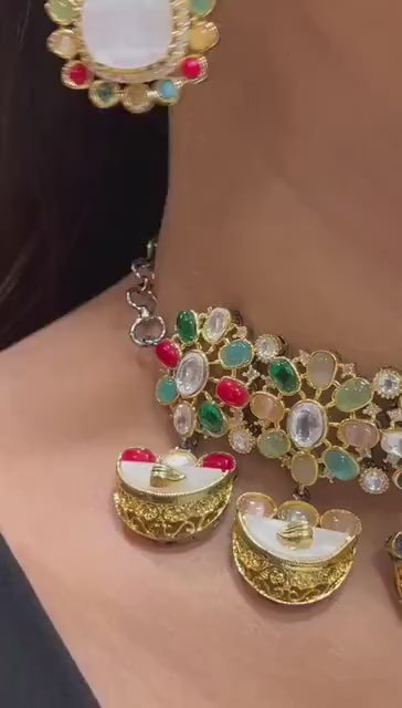 Mother of Pearl Sabya Choker Indian Necklace Bollywood Indian jewelry Indian Pearl Necklace Pakistani Jewelry Punjabi Choker Kundan Necklace